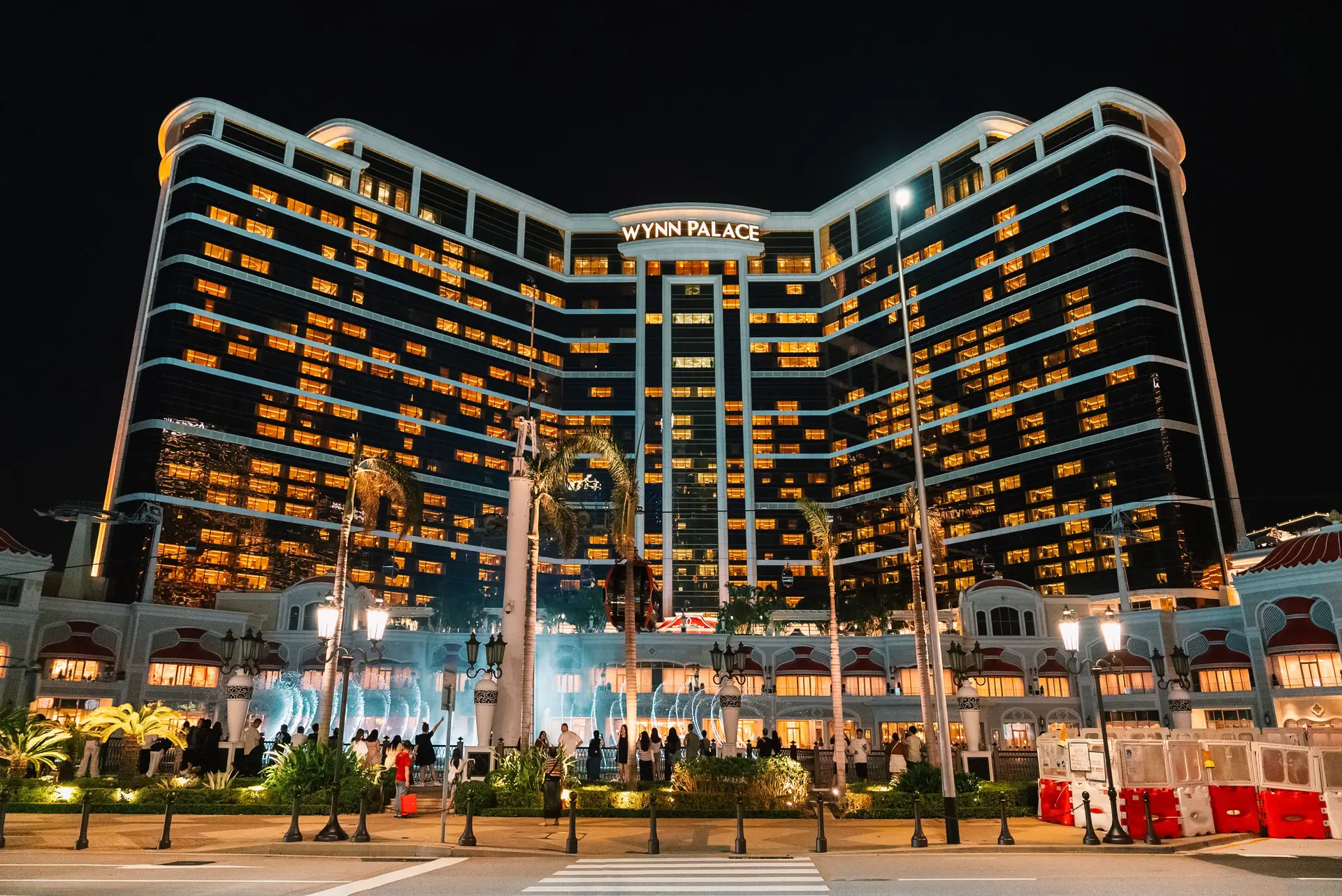 Elegant Australian casino resort architecture at night